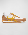 Loewe Suede-panel Flow Runner Sneakers In White Beige