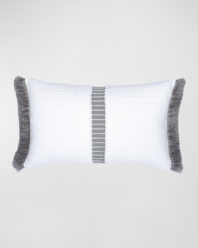 Elaine Smith Deluxe Jacquard Indoor/outdoor Lumbar Pillow, 12" X 20" In White