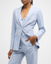 Veronica Beard Gaya Metallic Stripe Cotton Blend Dickey Jacket In Blue Oasis