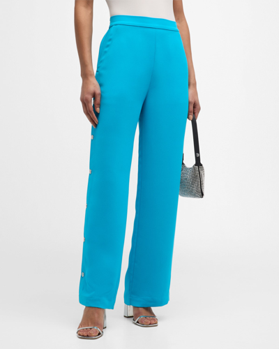 Simon Miller Zweeny Snap Straight-leg Crepe Trousers In Blue Lagoon
