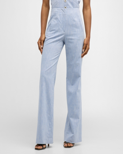 Veronica Beard Jude High-rise Tailored Pants In Blue Oasis