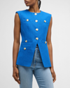 Veronica Beard Tamara Cotton Blend Cutaway Vest In Cobalt