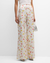 HELLESSY LUC HIGH-RISE BUTTERFLY-PRINT WIDE-LEG SILK PALAZZO PANTS
