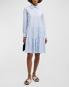 FABIANA FILIPPI TIERED BEAD-TRIM POPLIN MIDI SHIRTDRESS