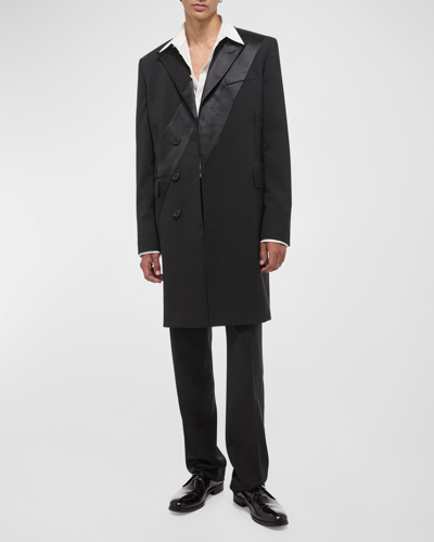 Helmut Lang Men's Wool Tuxedo Car Coat In Black
