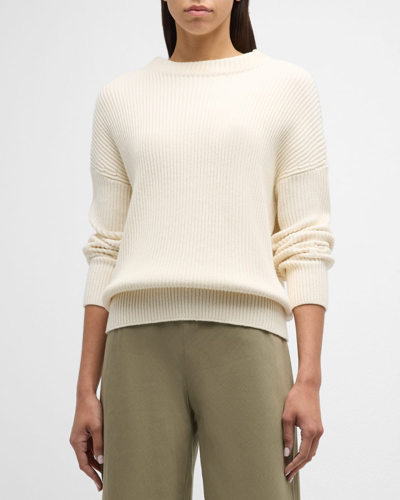 VINCE RIBBED FUNNEL-NECK COTTON CASHMERE SWEATER
