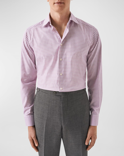 Eton Slim Fit Check Organic Cotton Dress Shirt In Pink