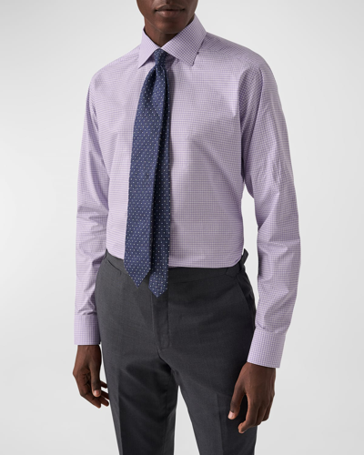 Eton Men's Contemporary Check Elevated Poplin Shirt In Purple