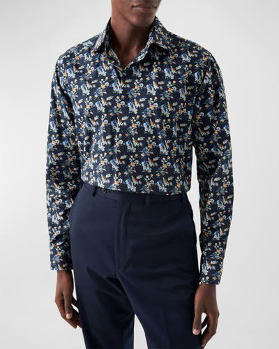 Eton Men's Contemporary Fit Floral Print Shirt In Navy Blue