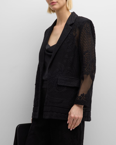 Kobi Halperin Joie Open-front Floral Lace Jacket In Black