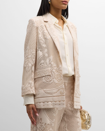 Kobi Halperin Joie Open-front Floral Lace Jacket In Canvas