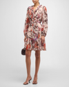 KOBI HALPERIN SAMARA FLORAL-PRINT RUFFLE SATIN MIDI DRESS