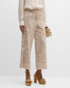 Kobi Halperin Anisa Cropped Flare-leg Floral Lace Pants In Canvas