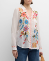 JOHNNY WAS DIONNE FLORAL-EMBROIDERED BUTTON-DOWN SHIRT