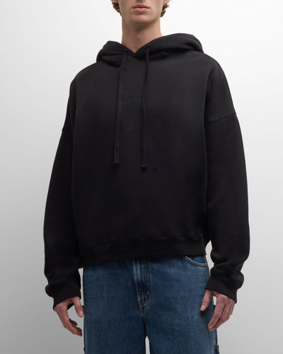 Agolde Men's Dayne Hoodie With Logo Embroidery In Blk/blk (blk W/