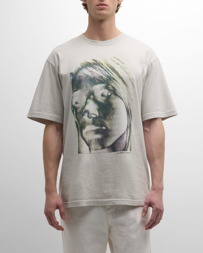 Agolde Men's Sumner Face Graphic T-shirt In Ice/cabbage (gr
