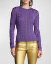 RALPH LAUREN CABLE-KNIT SILK CREWNECK SWEATER