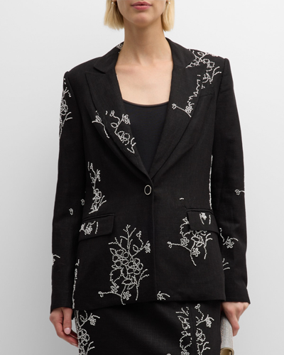 Milly Women's Alexa Bead-embroidered Blazer In Black