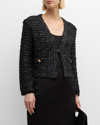 Milly Cropped Boucle Tweed Jacket In Black Multi