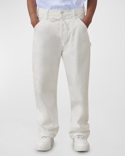 Darkpark Men's David Drawstring Denim Trousers In Washed White
