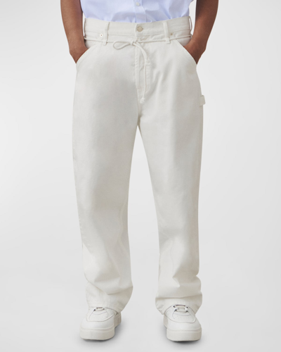 Darkpark Men's David Drawstring Denim Pants In Washed White