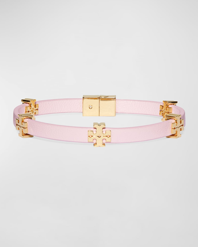 Tory Burch Eleanor Station Hinge Bracelet In Tory Gold / Pink Snow