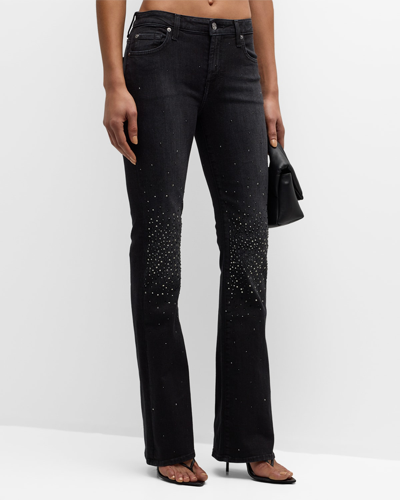 7 For All Mankind Tailorless Bootcut Jeans With Crystals In Black Iris