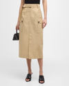 Rails Cyrus Belted Cargo Midi Skirt In Khaki