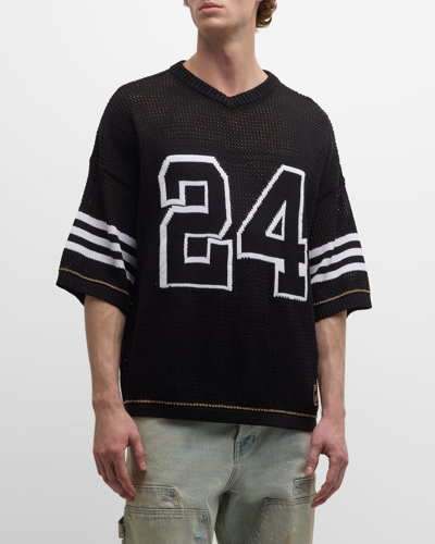 Nahmias Men's 24 Oversized Knit Football T-shirt In Blk