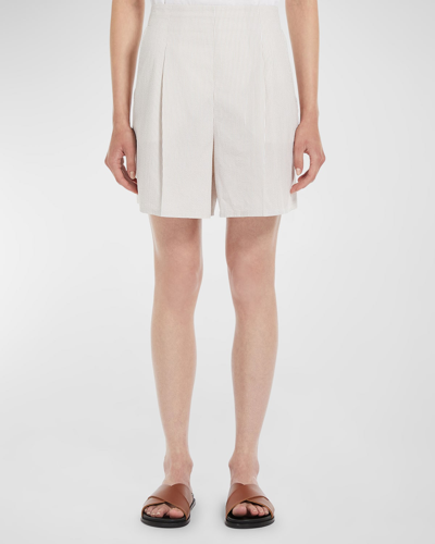 MAX MARA CANALE PLEATED STRIPED COTTON SHORTS