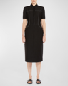 Max Mara Faro Short-sleeve Contrast-stitch Midi Dress In Black
