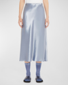 Max Mara Alessio Straight Satin Midi Skirt In Sky Blue