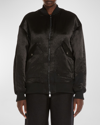Max Mara Leisure Imelde Oversized Crinkled-satin Bomber Jacket In Black