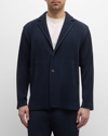 Issey Miyake Pleated Fabric Single-breasted Blazer In Navy