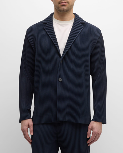 Issey Miyake Men's Pleated Single-button Sports Jacket In Navy