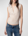 Zadig & Voltaire Lunny Merino-wool Sweater Vest In Ecru