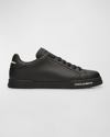 Dolce & Gabbana Men's Portofino Low-top Leather Sneakers In Blk/blk