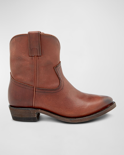 Frye Billy Leather Short Western Boots In Cognac
