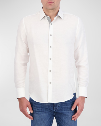Robert Graham Men's Poseidon Linen-cotton Sport Shirt In White
