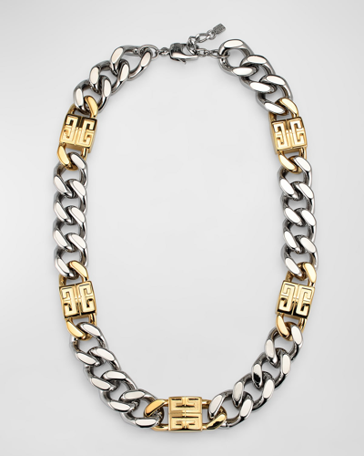 Givenchy Men's Two-tone 4g Large Chain Necklace In Golden Silvery