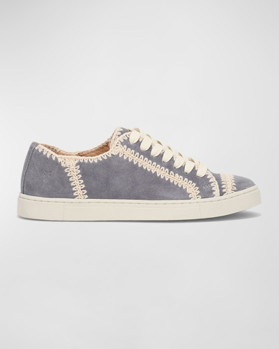 Frye Ivy Crochet Suede Low-top Sneakers In Blue Ash