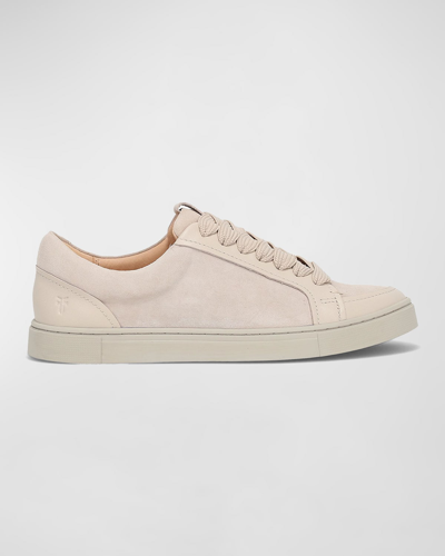 Frye Ivy Mixed Leather Low-top Trainers In Ivory