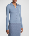 VINCE LONG-SLEEVE COLLARED BUTTON-FRONT TOP