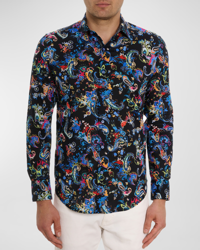 ROBERT GRAHAM MEN'S ELECTRIC REEF PRINTED COTTON SPORT SHIRT