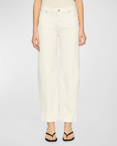 Dl1961 Thea Boyfriend Relaxed Tapered Jeans In White Cuffed