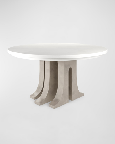 Casa Ispirata Aqueduct 60" Round Dining Table In Lino Bianco