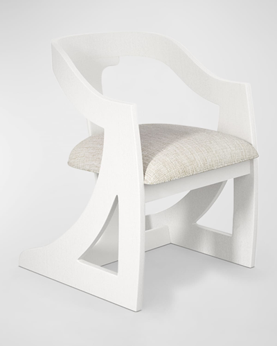 Casa Ispirata Cresent Barrel Dining Chair In Lino Bianco