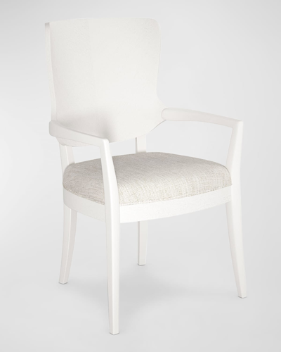 Casa Ispirata Chevron Dining Arm Chair In Lino Bianco