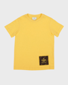 FENDI BOY'S EMBROIDERED FF LOGO PATCH SHORT-SLEEVE TEE