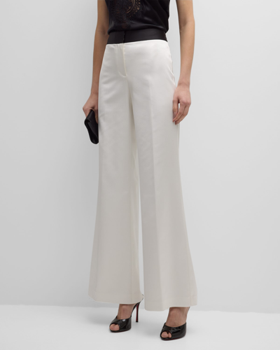 Ungaro Two-tone Flare-leg Satin Back Crepe Pants In Ivory